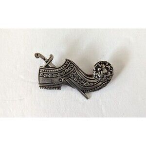 Vintage Silver 800 Brooch Pin Saber Tsarouchi Evzones Shoe Flower Design Gift It